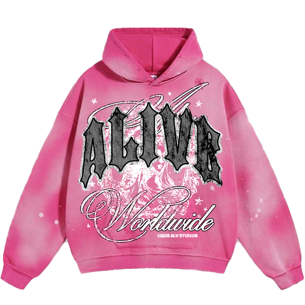 Alive Worldwide Distressed Hoodie [Pink]