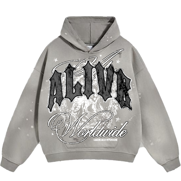 Alive Worldwide Distressed Hoodie [Gray]